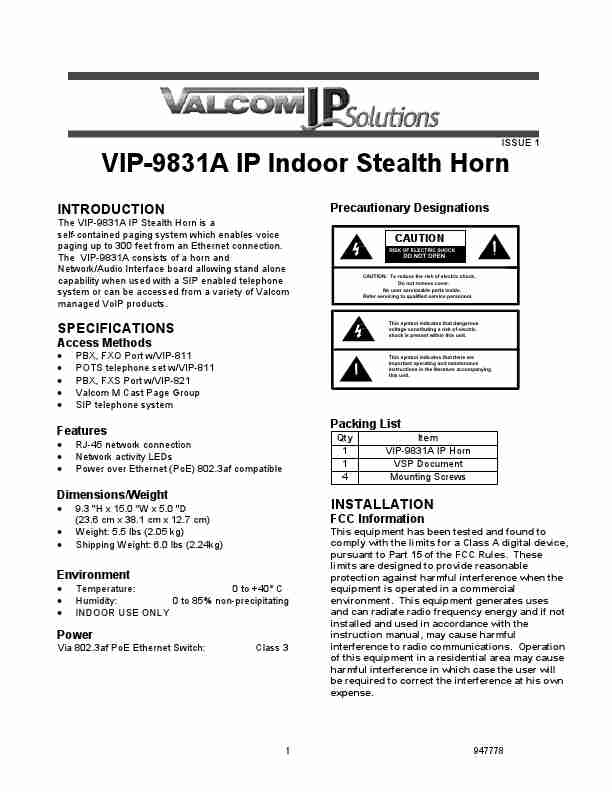 VALCOM IP SOLUTIONS VIP-9831A IP-page_pdf